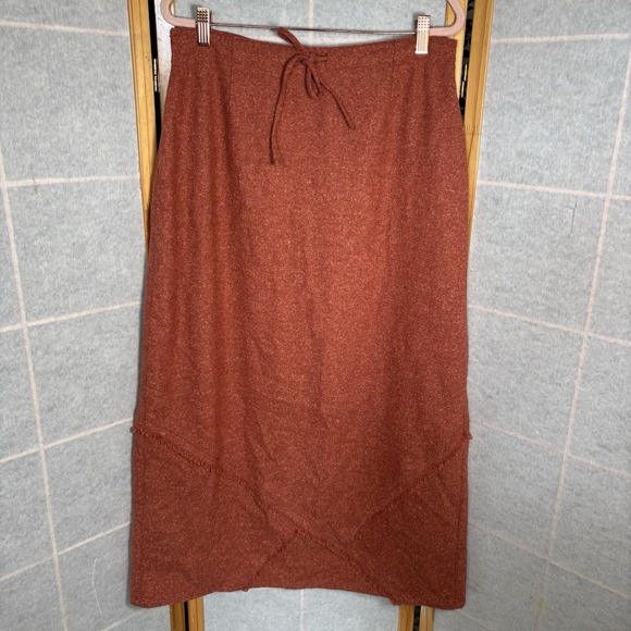 J. Jill Dresses & Skirts - J Jill Maxi Skirt Women's Size 18 Wool Silk Blend Orange Lined Fringe Drawstring